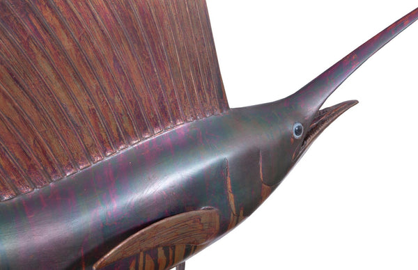 Phillips Collection Sail Fish Wall Sculpture - Stunning Coastal Decor for Modern Homes, Perfect for Any Room Display Resin, Copper Patina Finish PH100659