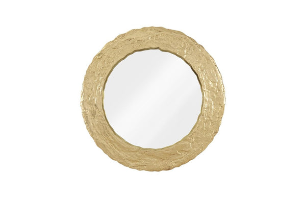 Phillips Collection Molten Gold Leaf Round Wall Mirror with Sculptural Resin Frame for Modern Interiors PH100842
