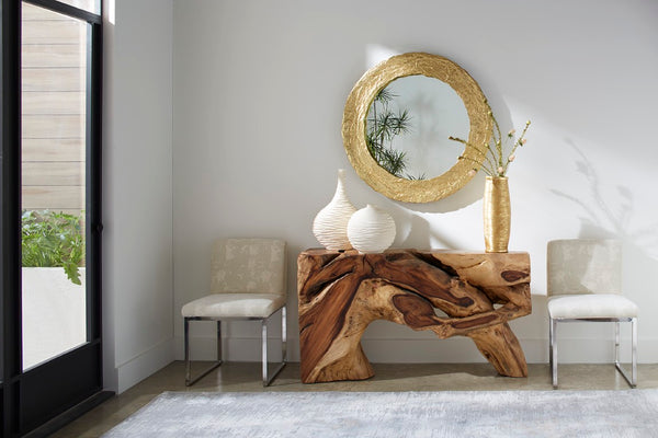 Phillips Collection Molten Gold Leaf Round Wall Mirror with Sculptural Resin Frame for Modern Interiors PH100842