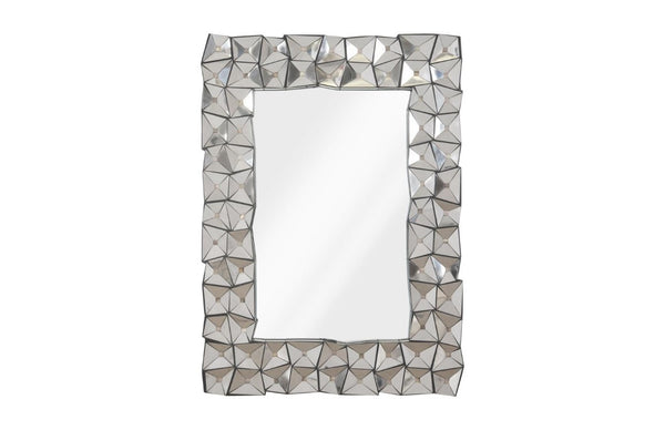Phillips Collection Divot Geometric Faceted Wall Mirror Sculptural Stainless Steel Finish for Living Rooms PH100869