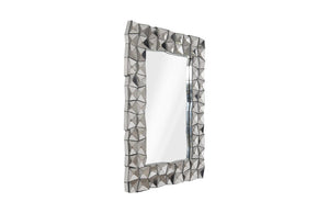 Phillips Collection Divot Geometric Faceted Wall Mirror Sculptural Stainless Steel Finish for Living Rooms PH100869