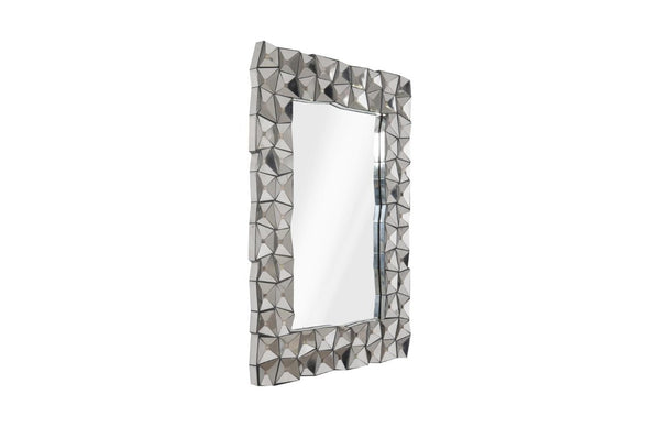 Phillips Collection Divot Geometric Faceted Wall Mirror Sculptural Stainless Steel Finish for Living Rooms PH100869