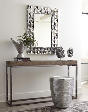 Phillips Collection Divot Geometric Faceted Wall Mirror Sculptural Stainless Steel Finish for Living Rooms PH100869