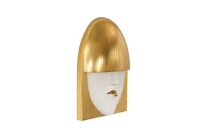 Phillips Collection Fashion Faces Wall Art – Modern Sculptural Design in Crisp White and Bright Silver for Chic Decor Large, Pout, White and Gold Leaf PH101926
