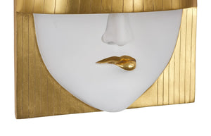 Phillips Collection Fashion Faces Wall Art – Modern Sculptural Design in Crisp White and Bright Silver for Chic Decor Large, Pout, White and Gold Leaf PH101926