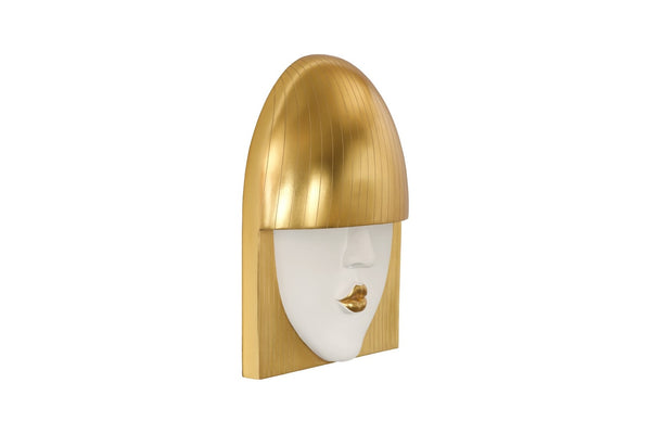 Phillips Collection Fashion Faces Wall Art – Modern Sculptural Design in Crisp White and Bright Silver for Chic Decor Large, Kiss, White and Gold Leaf PH101927