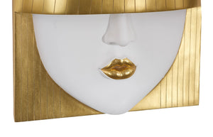 Phillips Collection Fashion Faces Wall Art – Modern Sculptural Design in Crisp White and Bright Silver for Chic Decor Large, Kiss, White and Gold Leaf PH101927