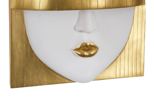 Phillips Collection Fashion Faces Wall Art – Modern Sculptural Design in Crisp White and Bright Silver for Chic Decor Large, Kiss, White and Gold Leaf PH101927