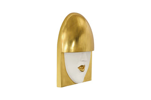 Phillips Collection Fashion Faces Wall Art – Modern Sculptural Design in Crisp White and Bright Silver for Chic Decor Large, Smile, White and Gold Leaf PH101928
