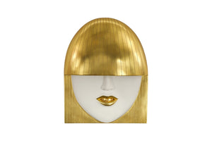 Phillips Collection Fashion Faces Wall Art – Modern Sculptural Design in Crisp White and Bright Silver for Chic Decor Large, Smile, White and Gold Leaf PH101928