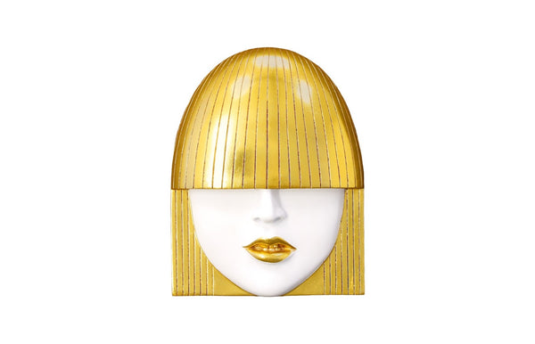 Phillips Collection Fashion Faces Wall Art – Modern Sculptural Design in Crisp White and Bright Silver for Chic Decor Small, White and Gold Leaf, Set of 3 PH101929
