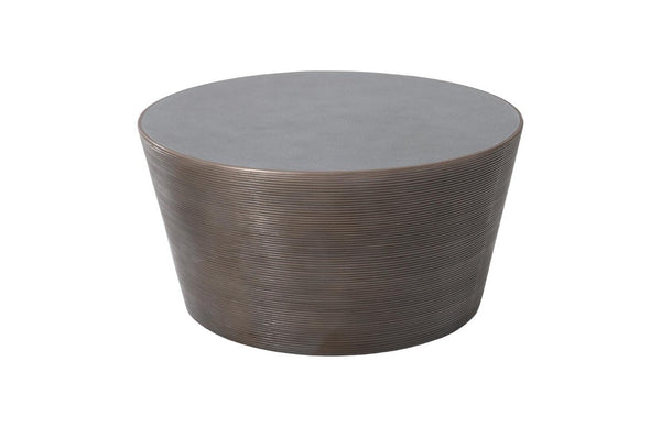 Phillips Collection Kono Sculptural Round Coffee Table with Bronze Powder Base and Concrete Resin Top PH102335
