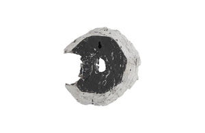 Phillips Collection Cast Resin Eroded Wood Grain Circle Wall Art Silver Leaf Black Sculptural Tile PH102833