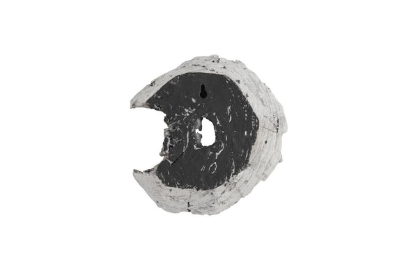 Phillips Collection Cast Resin Eroded Wood Grain Circle Wall Art Silver Leaf Black Sculptural Tile PH102833