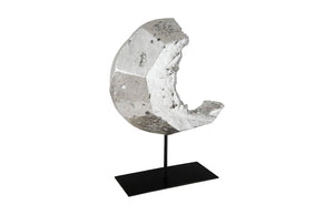 Phillips Collection Cast Eroded Wood Fragment Sculpture On Stand - Silver Leaf Finish, Unique Modern Organic Decor Piece Silver,Black Resin Ph102834