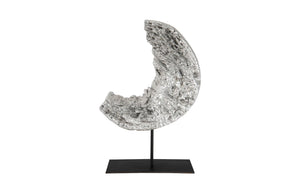 Phillips Collection Cast Eroded Wood Fragment Sculpture On Stand - Silver Leaf Finish, Unique Modern Organic Decor Piece Silver,Black Resin Ph102834