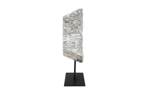 Phillips Collection Cast Eroded Wood Fragment Sculpture On Stand - Silver Leaf Finish, Unique Modern Organic Decor Piece Silver,Black Resin Ph102834