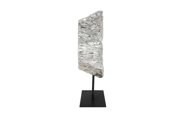 Phillips Collection Cast Eroded Wood Fragment Sculpture On Stand - Silver Leaf Finish, Unique Modern Organic Decor Piece Silver,Black Resin Ph102834