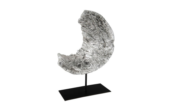 Phillips Collection Cast Eroded Wood Fragment Sculpture On Stand - Silver Leaf Finish, Unique Modern Organic Decor Piece Silver,Black Resin Ph102834