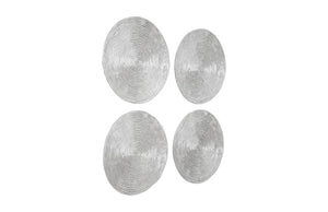 Phillips Collection Ripple Resin Wall Disc Set of Four Sculptural Silver Leaf Antiqued Concentric Relief Art PH102837