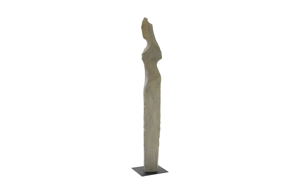 Phillips Collection Cast Colossal Gray Woman Sculpture - Modern Minimalist Art in Splinter Stone Finish for Home Décor PH103464