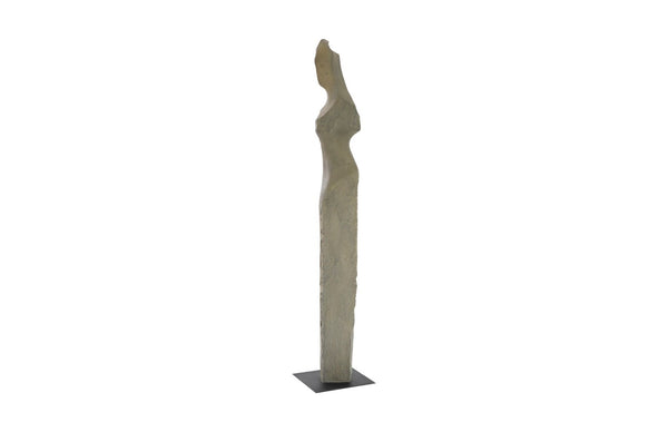 Phillips Collection Cast Colossal Gray Woman Sculpture - Modern Minimalist Art in Splinter Stone Finish for Home Décor PH103464