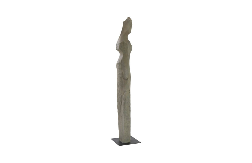 Phillips Collection Cast Colossal Gray Woman Sculpture - Modern Minimalist Art in Splinter Stone Finish for Home Décor PH103464