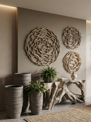 Phillips Collection June Slim Resin Planter with Striated Texture for Entryways and Modern Interiors PH103537