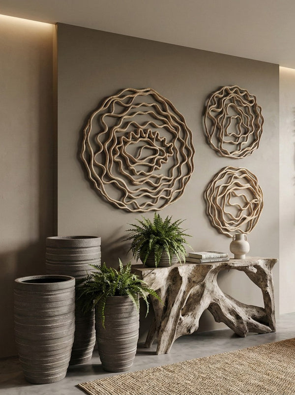 Phillips Collection June Slim Resin Planter with Striated Texture for Entryways and Modern Interiors PH103537