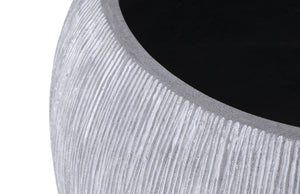 Phillips Collection Filament Raw Gray Resin Planter with Artisan Striations and Architectural Rolled Lip Small PH103544