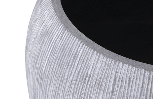 Phillips Collection Filament Raw Gray Resin Planter with Artisan Striations and Architectural Rolled Lip Small PH103544