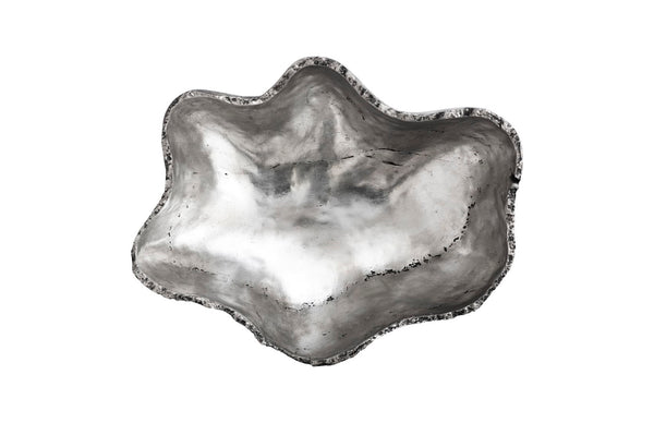 Phillips Collection Cast Onyx Bowl - Hand-painted Decorative Piece Mimicking Natural Veining, Modern Organic Design Silver Resin Composite Ph103572