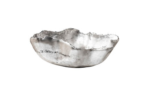 Phillips Collection Cast Onyx Bowl - Hand-painted Decorative Piece Mimicking Natural Veining, Modern Organic Design Silver Resin Composite Ph103572
