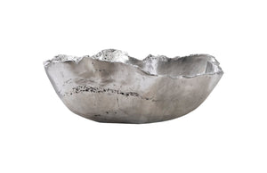 Phillips Collection Cast Onyx Bowl - Hand-painted Decorative Piece Mimicking Natural Veining, Modern Organic Design Silver Resin Composite Ph103572