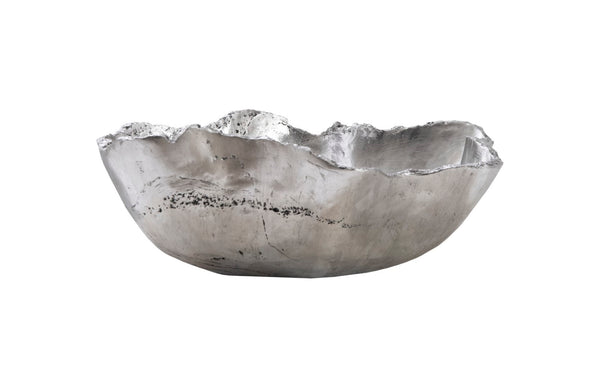 Phillips Collection Cast Onyx Bowl - Hand-painted Decorative Piece Mimicking Natural Veining, Modern Organic Design Silver Resin Composite Ph103572