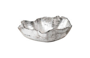 Phillips Collection Cast Onyx Bowl - Hand-painted Decorative Piece Mimicking Natural Veining, Modern Organic Design Silver Resin Composite Ph103572