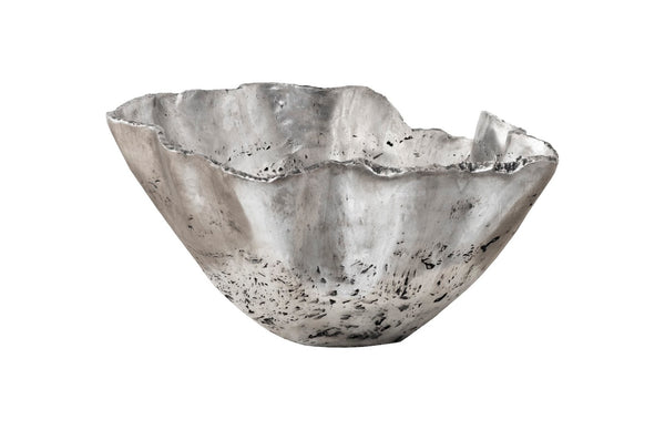 Phillips Collection Cast Onyx Bowl - Handcrafted Decorative Centerpiece with Realistic Veining for Elegant Home Décor Silver Leaf, Large PH103573