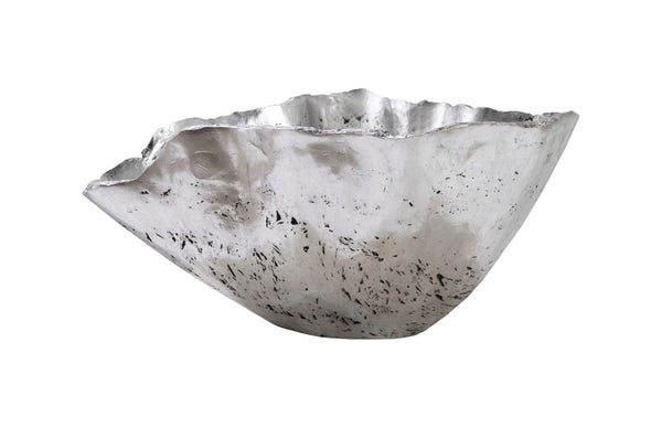 Phillips Collection Cast Onyx Bowl - Handcrafted Decorative Centerpiece with Realistic Veining for Elegant Home Décor Silver Leaf, Large PH103573