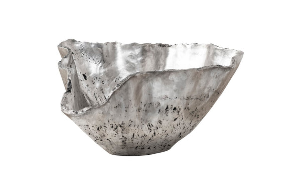 Phillips Collection Cast Onyx Bowl - Handcrafted Decorative Centerpiece with Realistic Veining for Elegant Home Décor Silver Leaf, Large PH103573