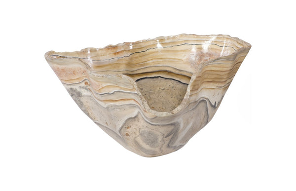 Phillips Collection Cast Onyx Bowl - Handcrafted Decorative Centerpiece with Realistic Veining for Elegant Home Décor Faux Finish, Large PH103723