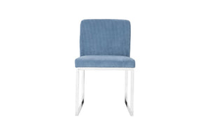 Phillips Collection Frozen Blue Upholstered Dining Chair with Angular Matte Black Metal Frame for Modern Rooms Corduroy Blue PH103732
