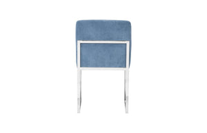 Phillips Collection Frozen Blue Upholstered Dining Chair with Angular Matte Black Metal Frame for Modern Rooms Corduroy Blue PH103732