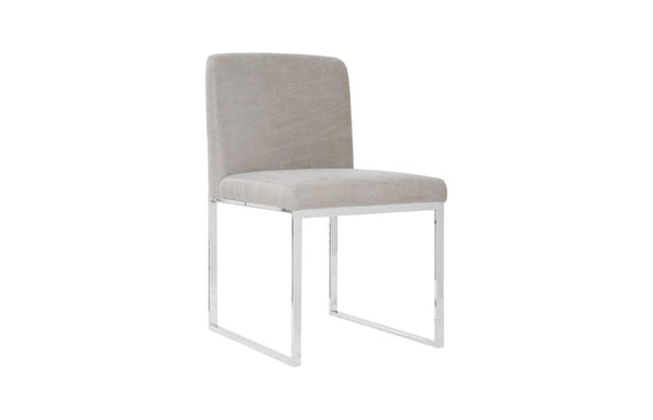 Phillips Collection Frozen Blue Upholstered Dining Chair with Angular Matte Black Metal Frame for Modern Rooms Vintage Gray Taupe PH103735
