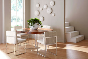 Phillips Collection Frozen Dining Chair - Elegant Mid-Century Modern Design with Durable Stainless Steel Frame for Comfort Off White PH103801