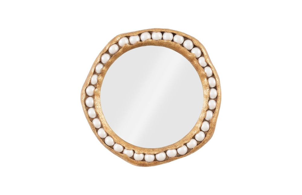 Phillips Collection Pearl Round Mirror In Gold Leaf Finish - Boho Chic Decorative Accent For Modern Organic Spaces Gold,White Resin,Resin Composite Ph104148