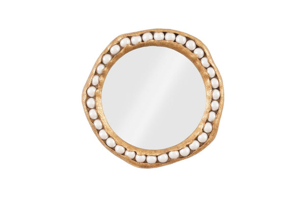 Phillips Collection Pearl Round Wall Mirror with Gold Leaf, Elegant Jewelry-Inspired Design for Boho & Modern Decor PH104148