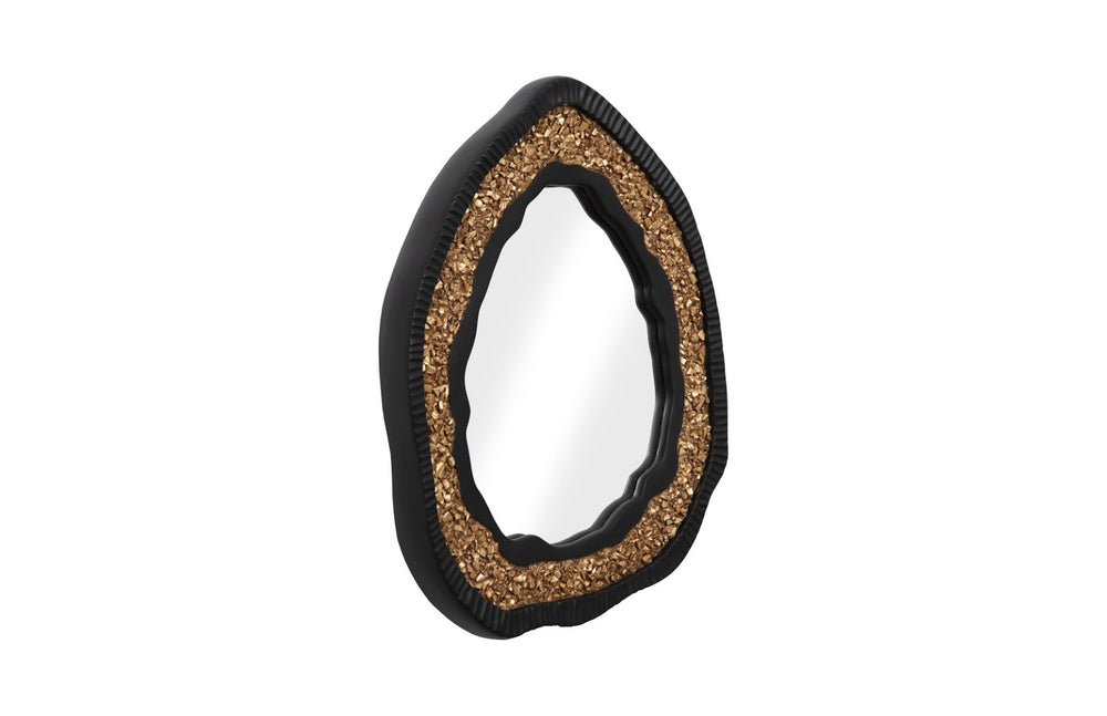 Phillips Collection Geode Mirror, Matte Black & Gold Finish, Asymmetrical Design For Modern Organic Home Decor Black,Gold Resin,Resin Composite Ph104149