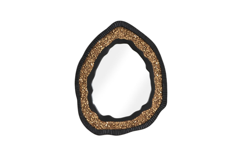 Phillips Collection Geode Mirror, Matte Black & Gold Finish, Asymmetrical Design For Modern Organic Home Decor Black,Gold Resin,Resin Composite Ph104149