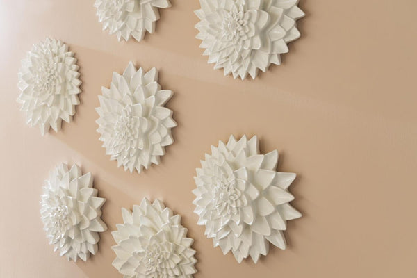 Phillips Collection Dahlia Sculptural Resin Wall Art Botanical Relief in Crisp White for Modern Interiors PH104158