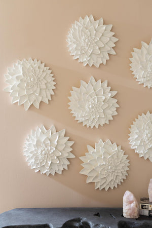 Phillips Collection Dahlia Sculptural Resin Wall Art Botanical Relief in Crisp White for Modern Interiors PH104158